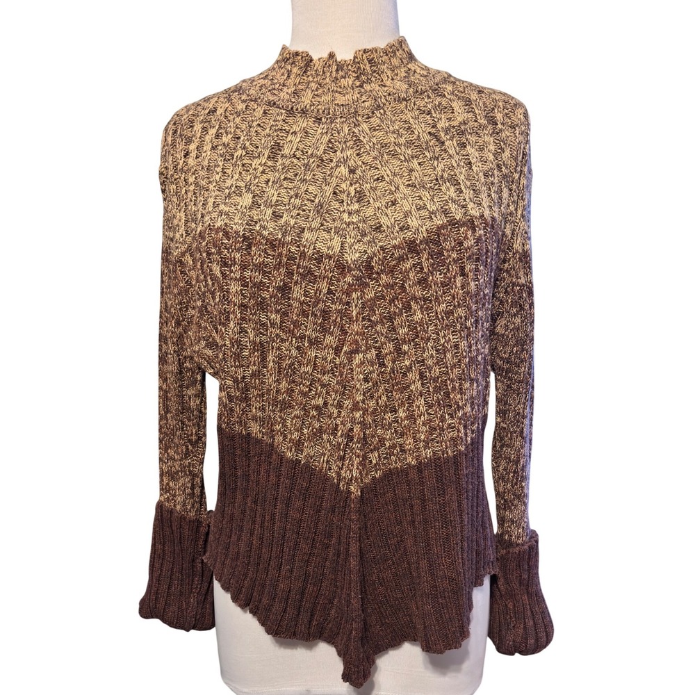 Vintage Fiorlini International Knit Sweater Mock Neck Long Sleeve Ombre Brown XL